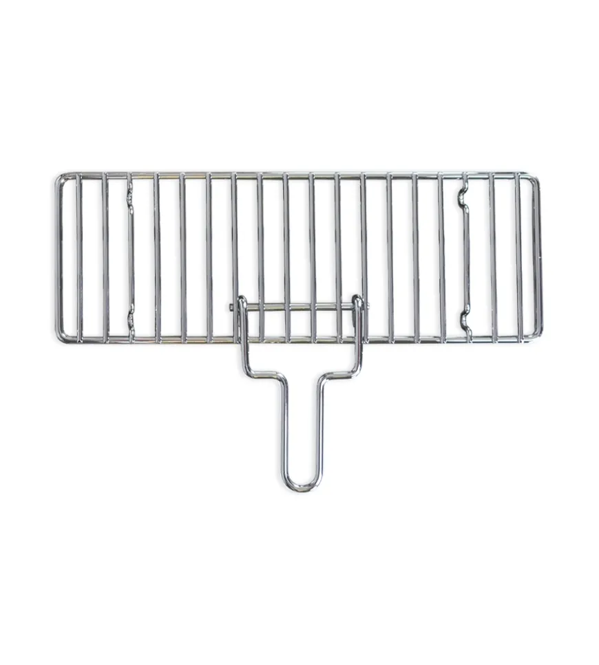Griglietta per cuocispiedini in ferro cromato con manico, 37x13 cm - lisa