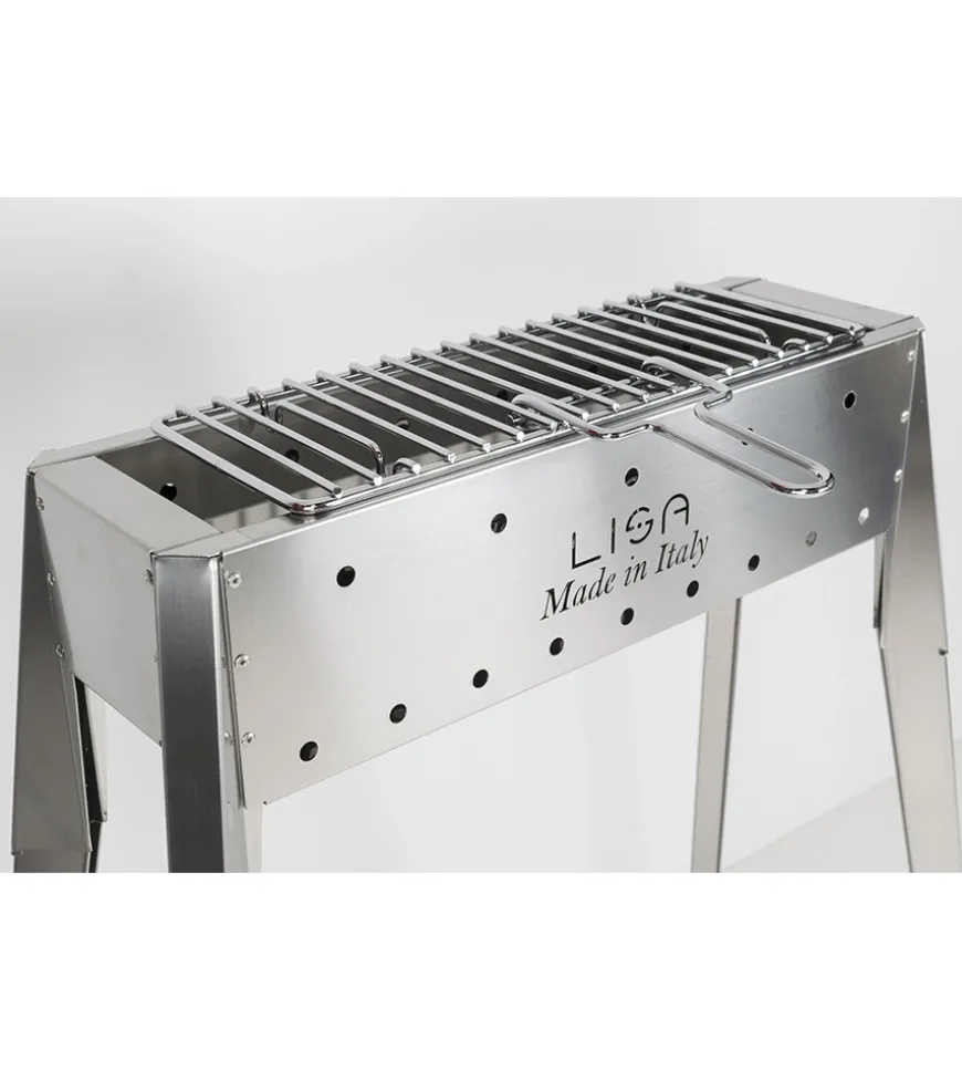 Griglietta per cuocispiedini in ferro cromato con manico, 37x13 cm - lisa