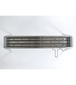 Griglietta per cuocispiedini in ferro cromato con manico, 37x13 cm - lisa