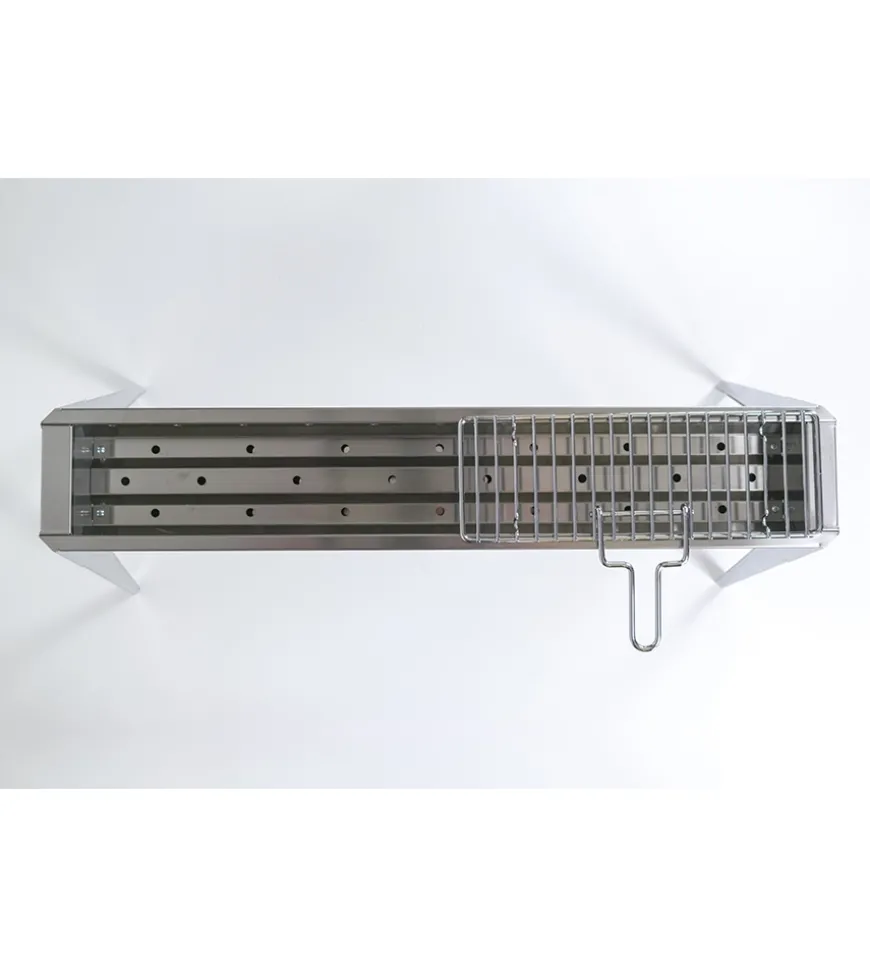 Griglietta per cuocispiedini in ferro cromato con manico, 37x13 cm - lisa