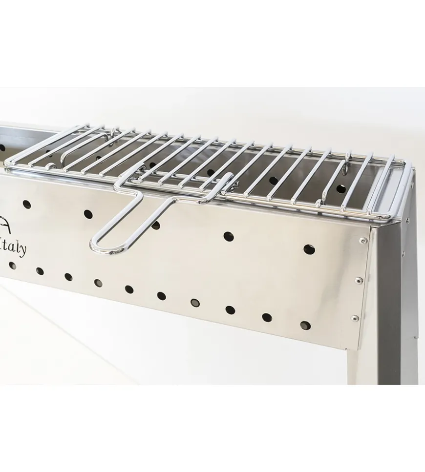 Griglietta per cuocispiedini in ferro cromato con manico, 37x13 cm - lisa