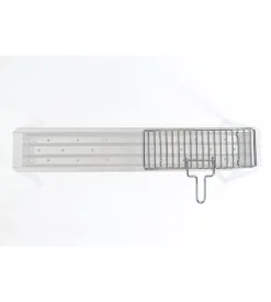 Griglietta per cuocispiedini in ferro cromato con manico, 37x13 cm - lisa