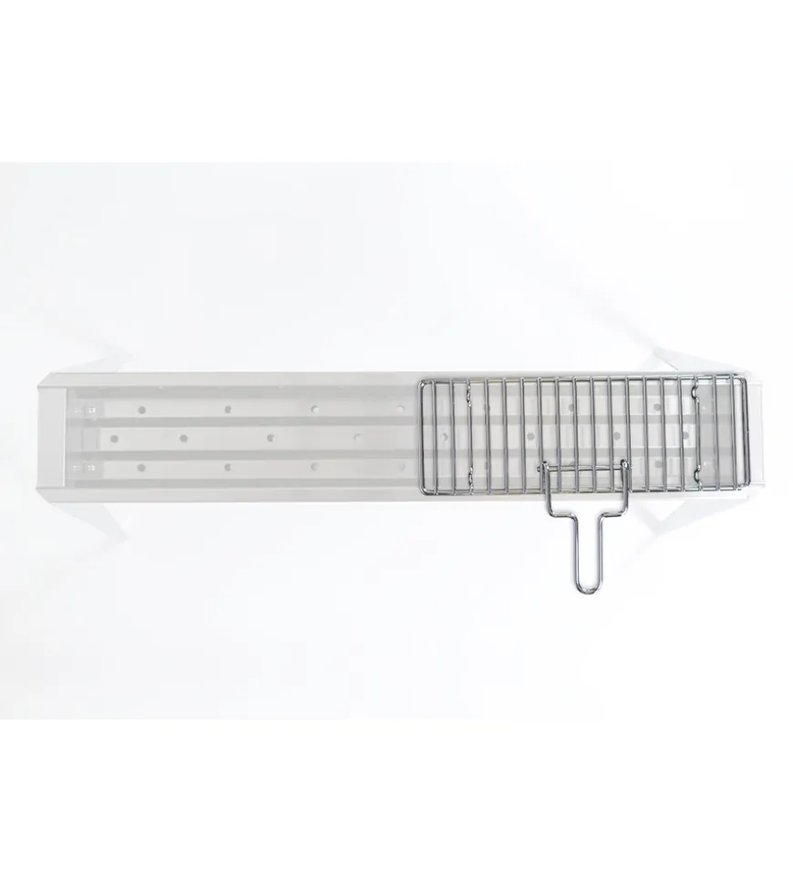 Griglietta per cuocispiedini in ferro cromato con manico, 37x13 cm - lisa