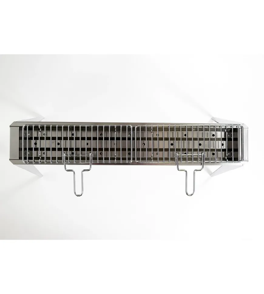 Griglietta per cuocispiedini in ferro cromato con manico, 37x13 cm - lisa