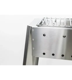 Griglietta per cuocispiedini in ferro cromato con manico, 37x13 cm - lisa