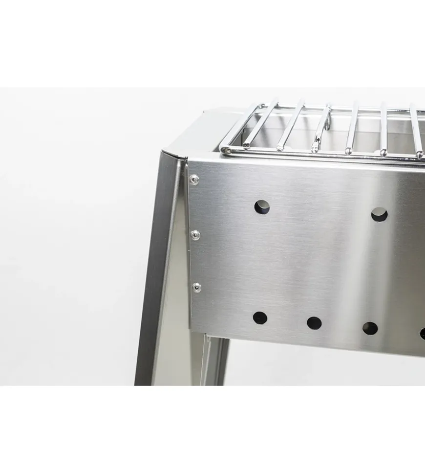 Griglietta per cuocispiedini in ferro cromato con manico, 37x13 cm - lisa