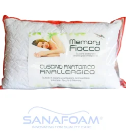 Guanciale anatomico in memory foam bianco 72x42 cm