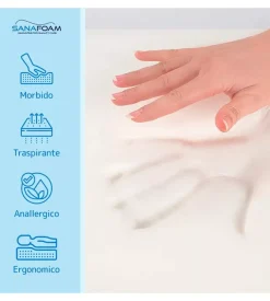 Guanciale ortocervicale in memory foam "onda" 66x42 cm