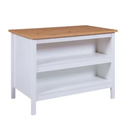 Isola multifunzione bianco e rovere, 124x75x91,5 cm