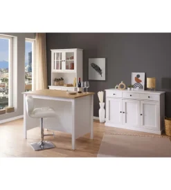 Isola multifunzione bianco e rovere, 124x75x91,5 cm