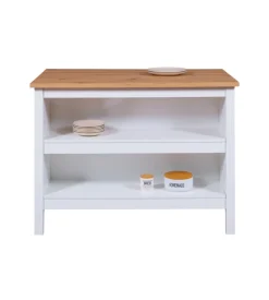 Isola multifunzione bianco e rovere, 124x75x91,5 cm