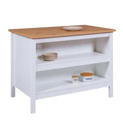 Isola multifunzione bianco e rovere, 124x75x91,5 cm