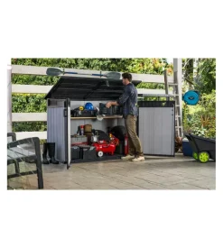 Keter - porta attrezzi multiuso in resina "grande store" - 2020 lt 190.5x109.3x132.5 cm grigio
