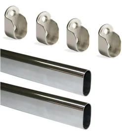 Kit 2 bastoni appendiabiti ovali con supporti, 950 mm