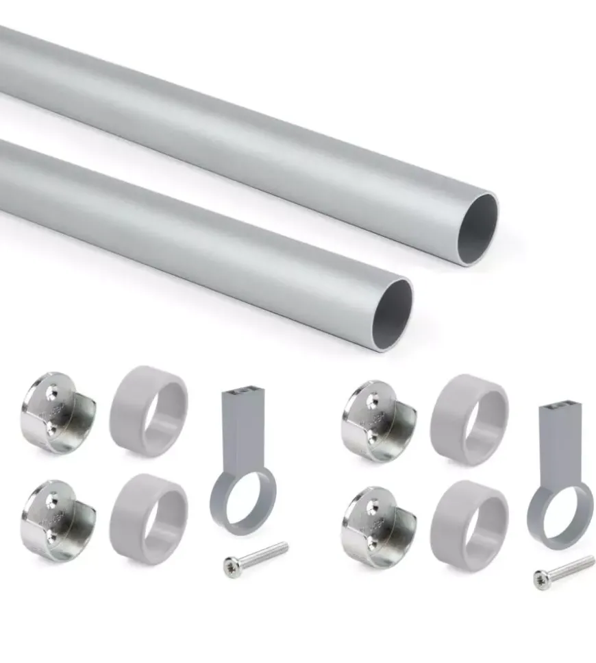 Kit 2 tubi per armadio alluminio color grigio, 1150 mm