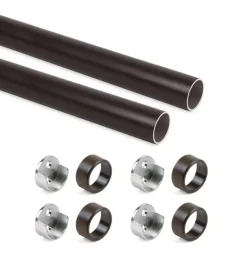 Kit 2 tubi per armadio in alluminio color moka, 750 mm