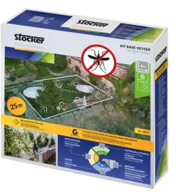 Kit antizanzare giardino stocker "base" per geyser nebulizzatore 25 m di tubo, 10 ugelli, 10 raccordi a t, 3 tappi di chiusura e 5 fermatubo