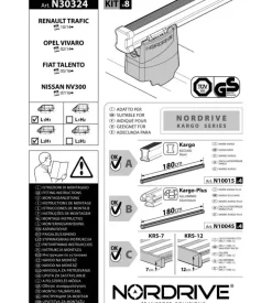 Kit attacchi per barre auto portatutto renault trafic, opel vivaro 14>,fiat  n30324
