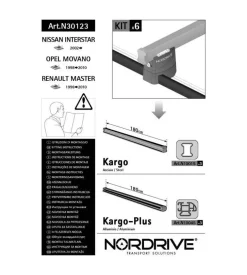 Kit attacchi per barre auto portatutto renault master 98>, opel movano 98>,n  n30123