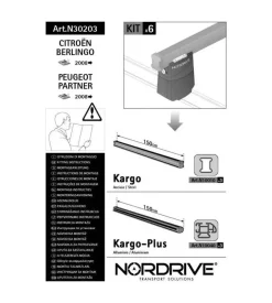 Kit attacchi per barre auto portatutto citroen berlingo peugeot partner 07>  n30203