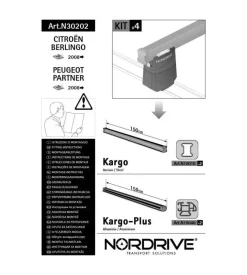 Kit attacchi per barre auto portatutto citroen berlingo peugeot partner 07>  n30202