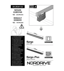 Kit attacchi per barre auto portatutto renault kangoo 97>07 nissan kubistar  n30132