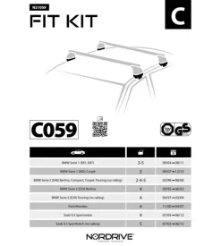 Kit attacchi per barre auto portatutto bmw s1 9/04(e87 s3 berlina 1/982/05,s  n21059