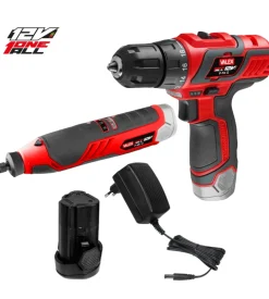 Kit avvitatore e multiutensile a batteria valex, 12 v batteria 2 ah e caricabatterie inclusi