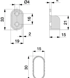 Kit bastone appendiabiti ovale con supporti, 950 mm