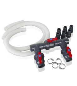 Kit bypass gre 3 valvole di apertura/chiusura + 2 tubi flex + 6 adattatori + 4 fascette per piscina