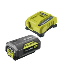 Kit caricabatterie singolo rapido e batteria di ricambio ryobi "ry36bc60a-140" 36v 4ah