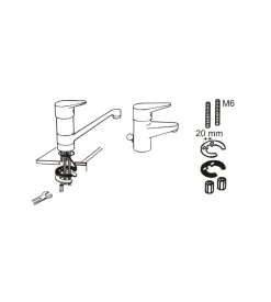 Kit fissaggio rubinetti a 2 staffe 6 mm.