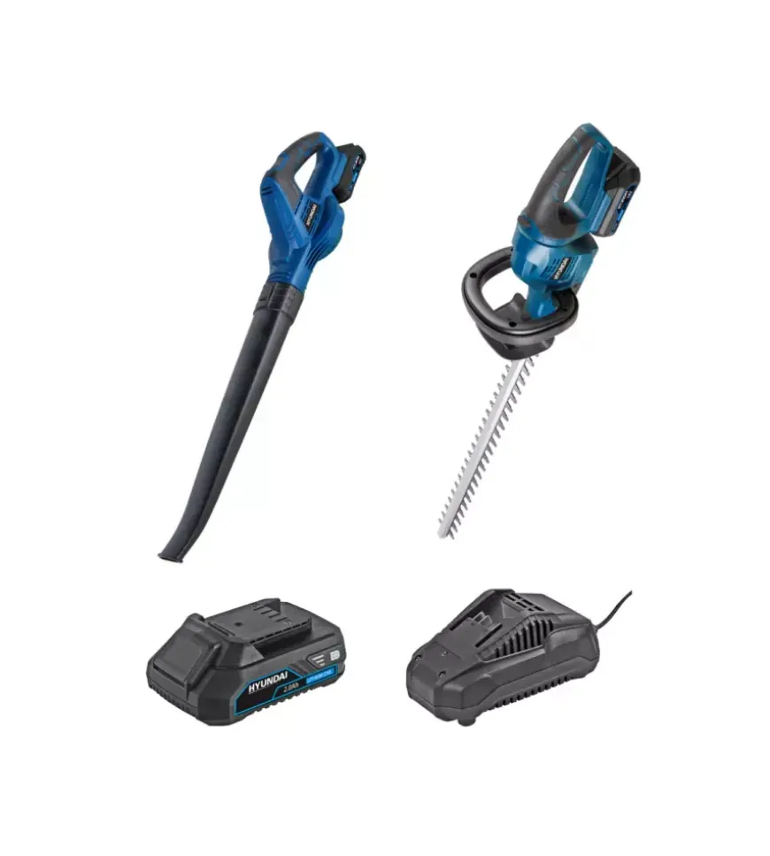 Kit hyundai tagliasiepi e soffiatore a batteria 20v 2ah e caricabatterie