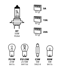 Kit lampade di ricambio 8 pz, alogena h7 - 12v  58157