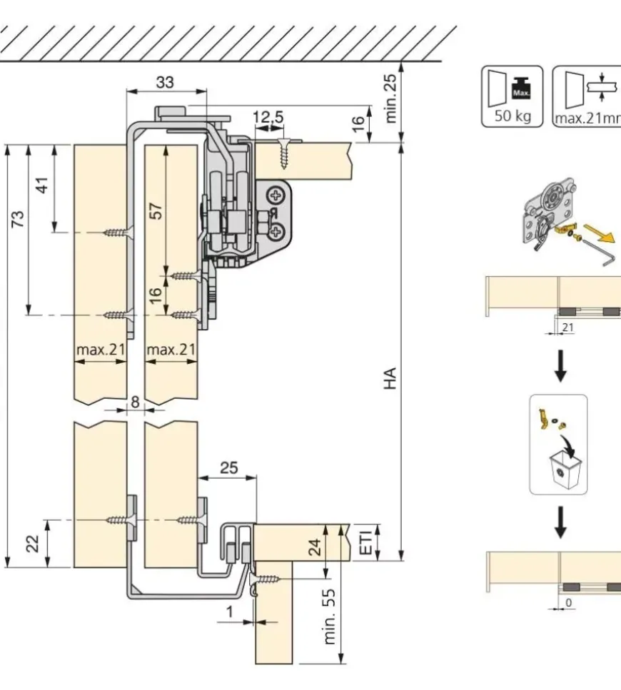 Kit per montaggio 2 ante scorrevoli con profili styl