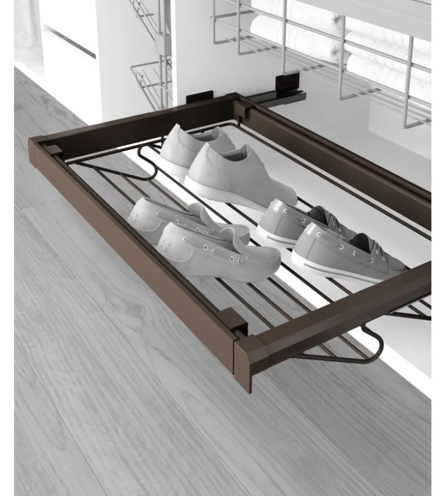 Kit porta scarpe metallico regolabile 900 mm acciaio e alluminio color moka - emuca.