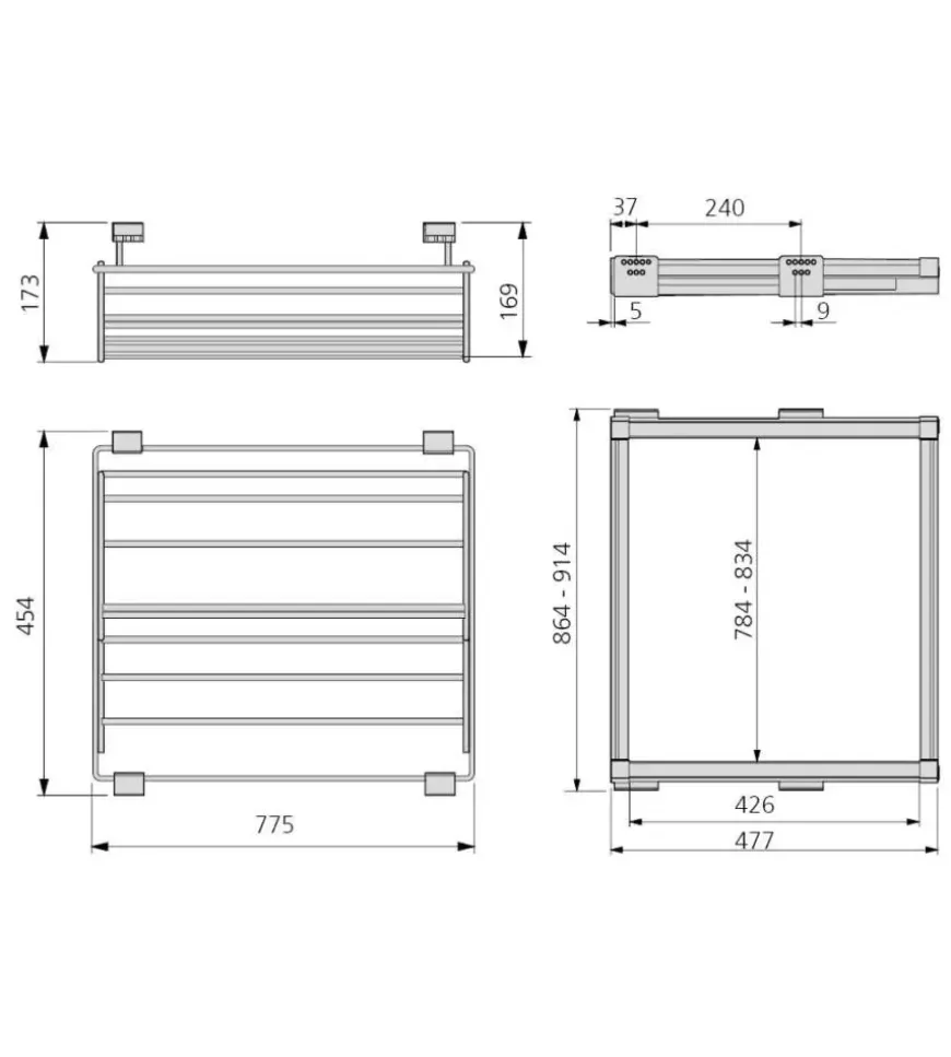 Kit porta scarpe metallico regolabile 900 mm acciaio e alluminio color moka - emuca.