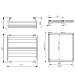 Kit porta scarpe metallico regolabile 600 mm acciaio e alluminio color moka - emuca.