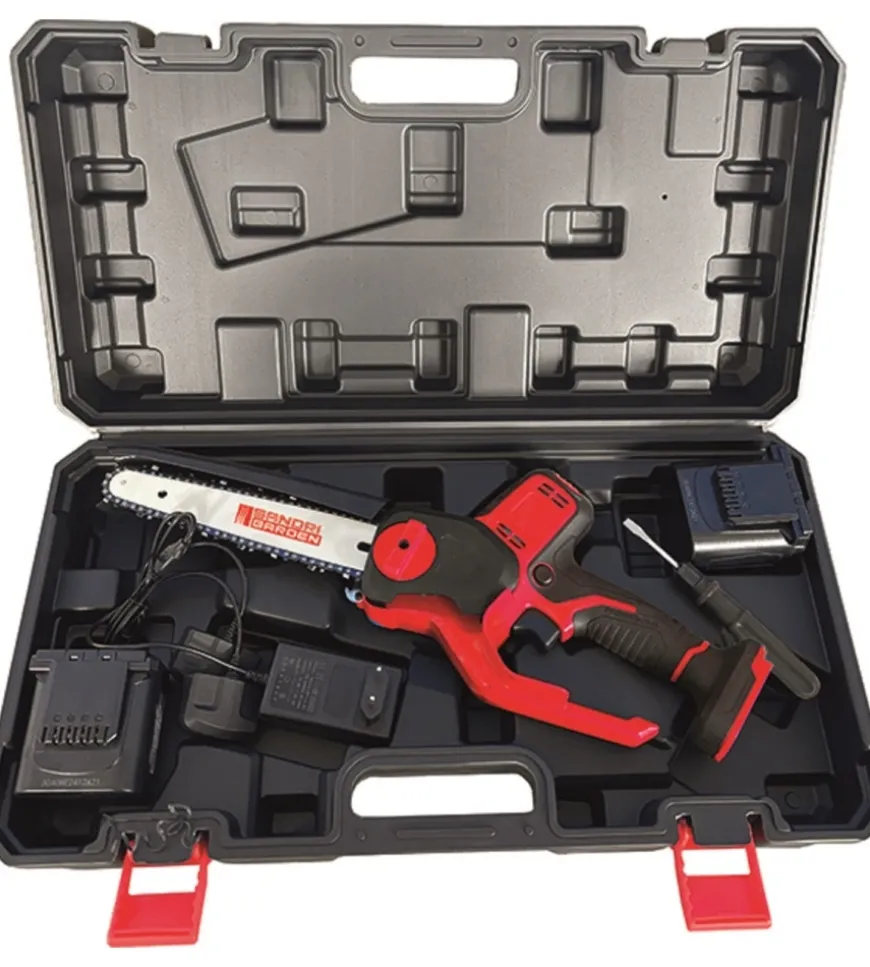Kit potatore a catena a batteria sandrigarden "sg-tr2400" barra 24 cm 2 batterie 21v 4ah e asta telescopica 300 cm