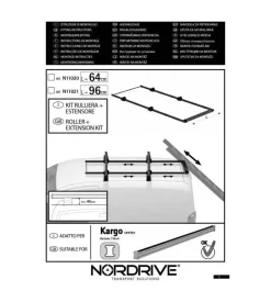 Kit rullo posteriore + estensore scorrevole - 96 cm  n11021
