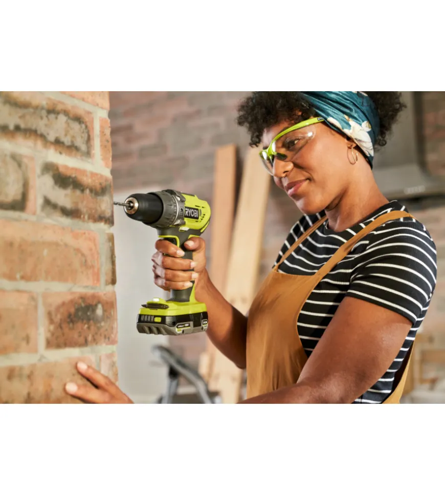 Kit trapano avvitatore e avvitatore ad impulsi a batteria ryobi "r18ck2-2c20g" 200 nm 2 batterie 18v 2ah e caricabatterie