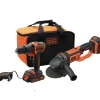Kit trapano avvitatore e smerigliatrice black & decker con batterie al litio.