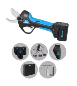 Kit valigetta forbice potatura a batteria campagnola "stark xm" taglio 34 mm 3 batterie 14,4v 2,5ah, caricabatterie, kit attrezzi, fondina, pietra triangolare per lama