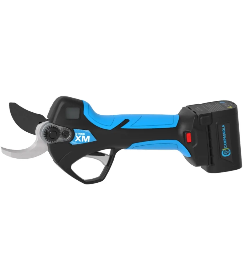 Kit valigetta forbice potatura a batteria campagnola "stark xm" taglio 34 mm 3 batterie 14,4v 2,5ah, caricabatterie, kit attrezzi, fondina, pietra triangolare per lama