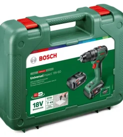 Kit valigetta trapano a percussione a batteria bosch "universal impact" caricabatterie e 2 batterie 18v 2ah