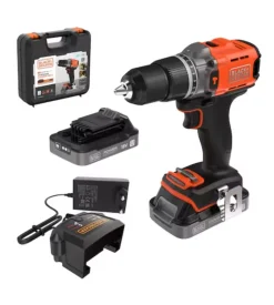 Kit valigetta trapano avvitatore a percussione a batteria black+decker "bcd383d2xk-qw" 2 batterie 18v