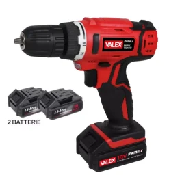 Kit valigetta trapano avvitatore a batteria valex "family-tech 218" 2 batterie 18v 0,80ah