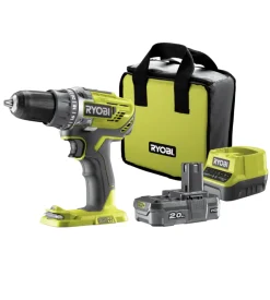 Kit valigetta trapano avvitatore a batteria ryobi "r18dd3-120s" 18v 2ah e caricabatterie