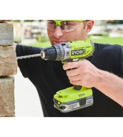 Kit valigetta trapano avvitatore a percussione a batteria ryobi "r18pd2-120b" 18v 2ah e caricabatterie