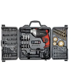 Kit valigetta trapano avvitatore a percussione elettrico ribimex "prkit92fp" 92 accessori 810 w